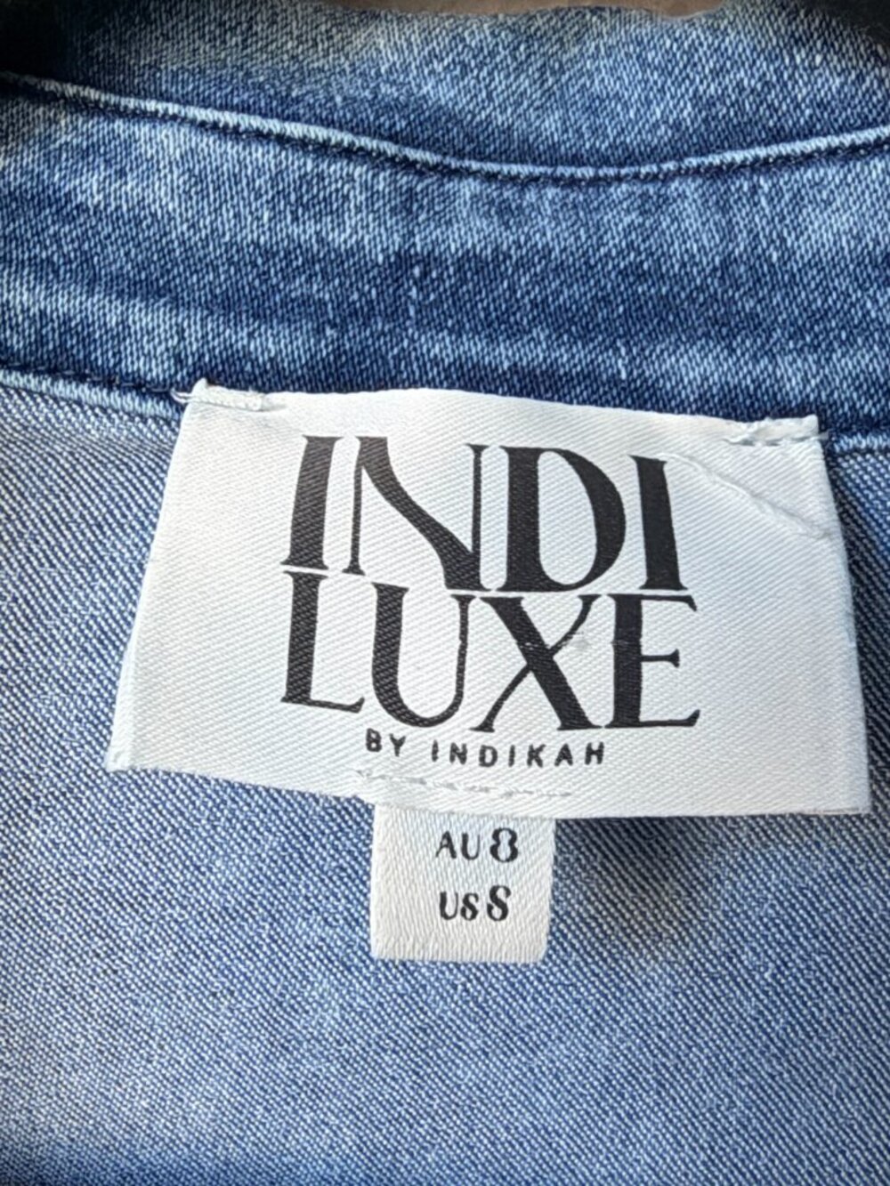 Indi Luxe by Indikah Blue Denim Mini Dress Size S - Picture 4 of 5